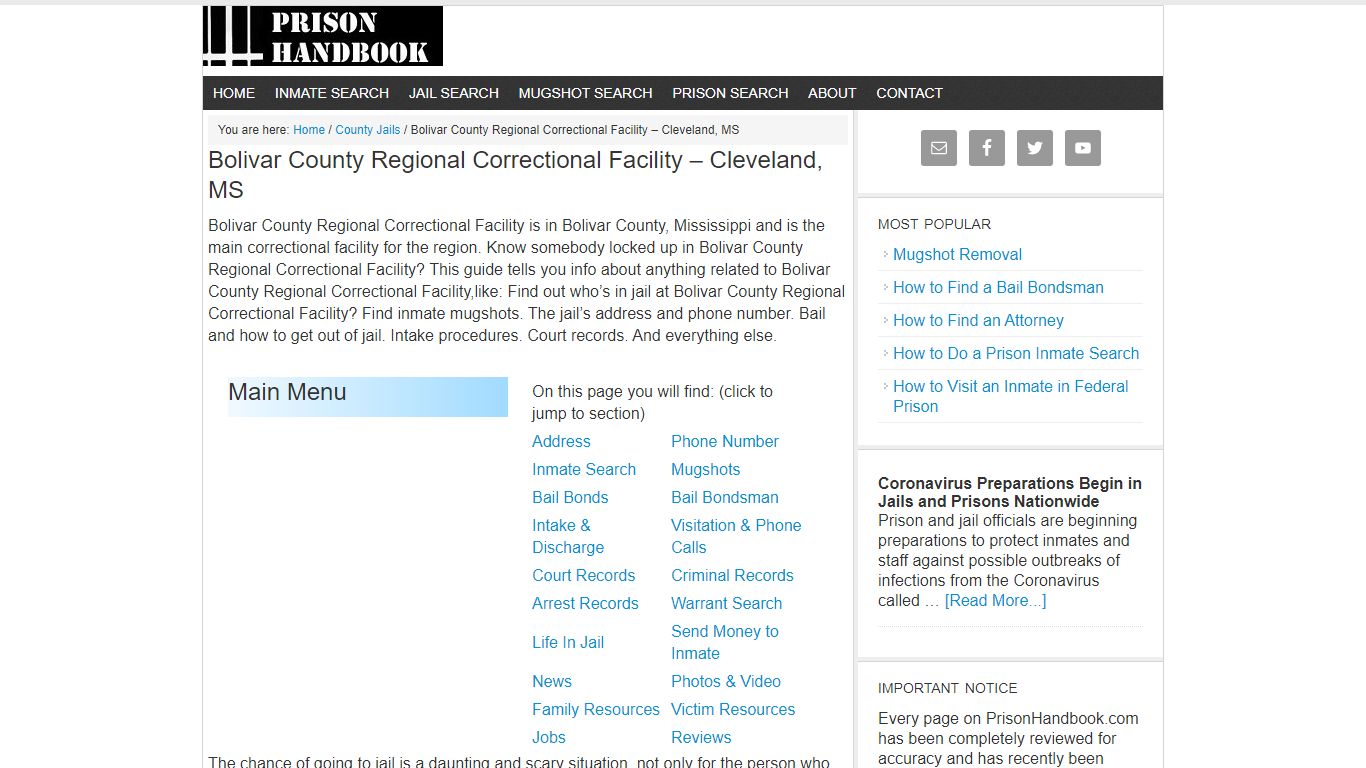 Bolivar County Regional Correctional Facility – Cleveland, MS